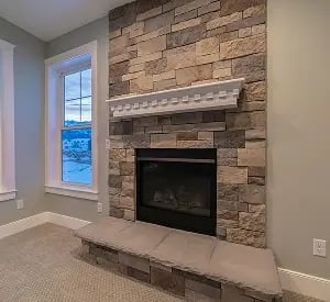 Natural stone fireplace