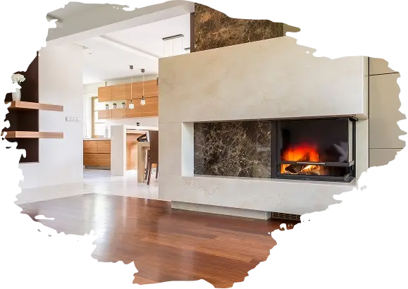 Contemporary stone fireplace
